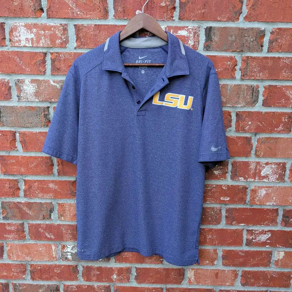 Nike Dri-Fit LSU Tigers Polo Mens M Blue Golf Team Shirt
